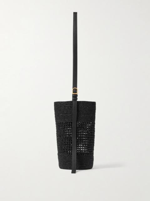 KHAITE Billie Leather-trimmed Raffia Bucket Bag