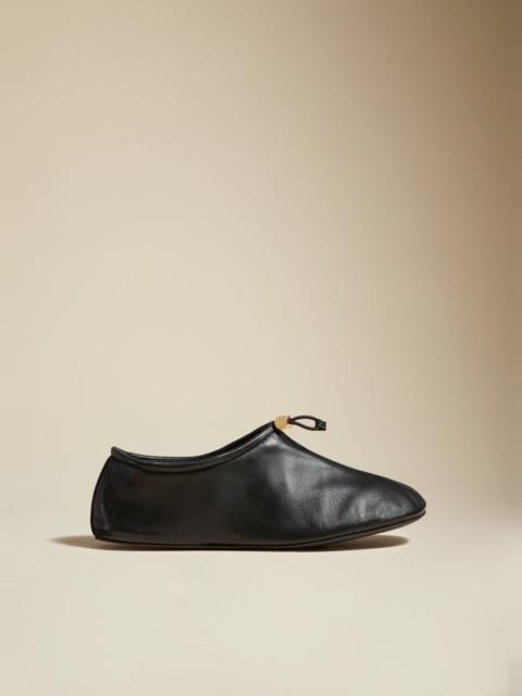 KHAITE The Meadow Flat in Black Leather