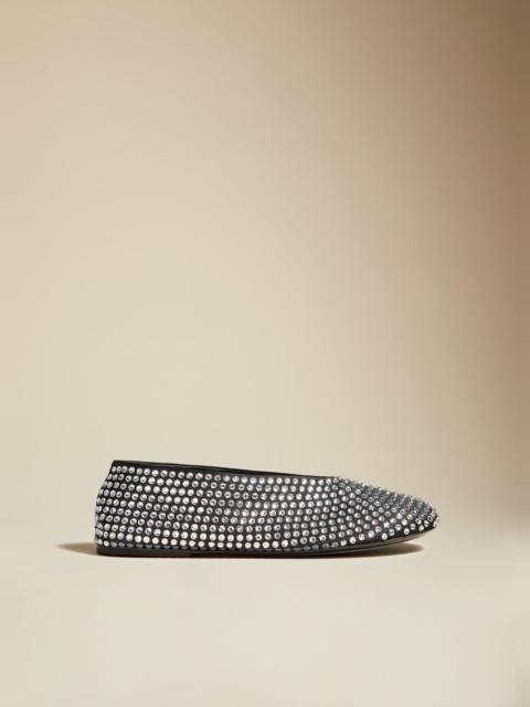 KHAITE The Marcy Flat in Black with Crystals