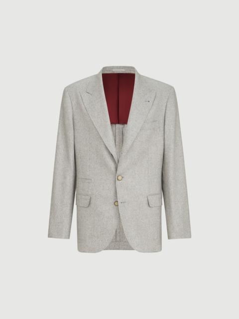 Brunello Cucinelli Silk and cashmere cavalry tweed deconstructed blazer with large peak lapels