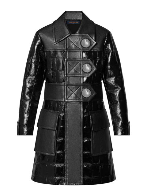 Louis Vuitton Mixed Leather Stud Button Coat