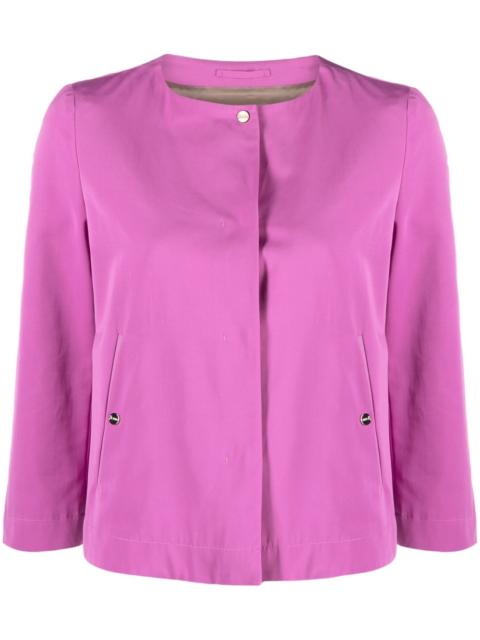 Herno collarless cropped-sleeve jacket
