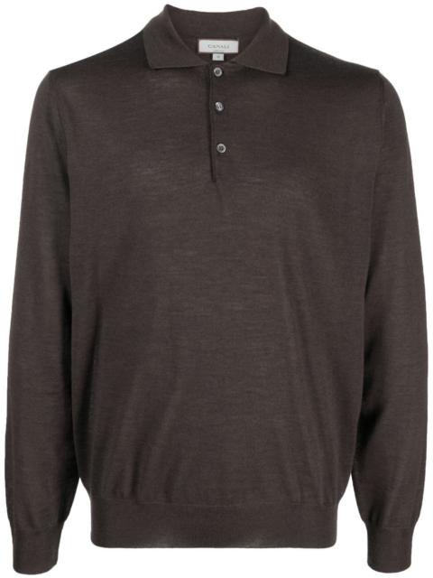 Canali long-sleeved wool polo shirt