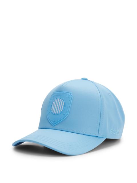 BOSS LOGO CAP IN LUSTROUS TWILL WITH COUNTRY-FLAG BADGE