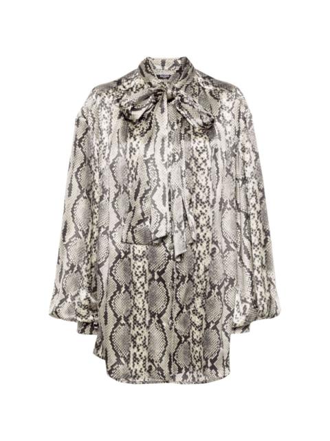 snakeskin-print silk blouse
