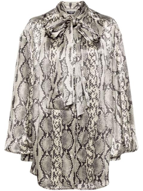 snakeskin-print silk blouse