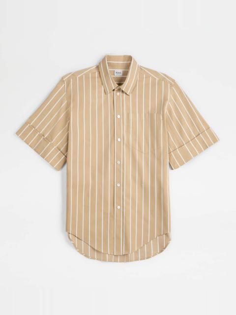 Tod's SHIRT IN COTTON - BEIGE, WHITE