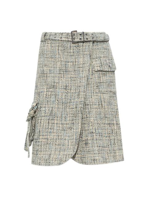 GANNI belted tweed mini skirt
