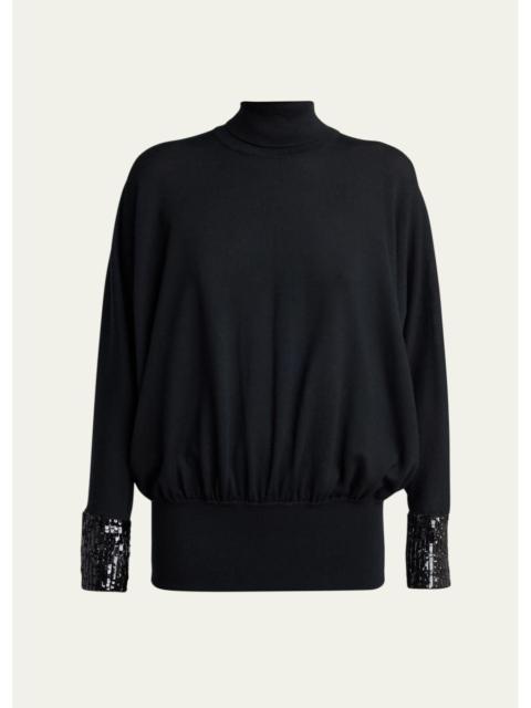 Valentino Turtleneck Sequined Balloon Sweater