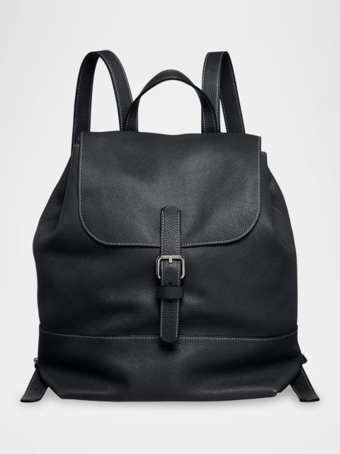 GIORGIO ARMANI Men's Pebble Leather Flap-Top Backpack
