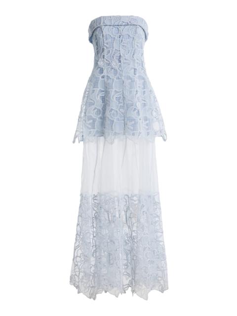 SIMKHAI Rennis Embroidered Bustier Gown ivory