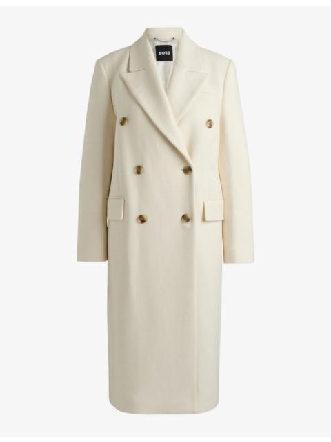 BOSS Peak-lapel double-breasted recycled wool-blend coat