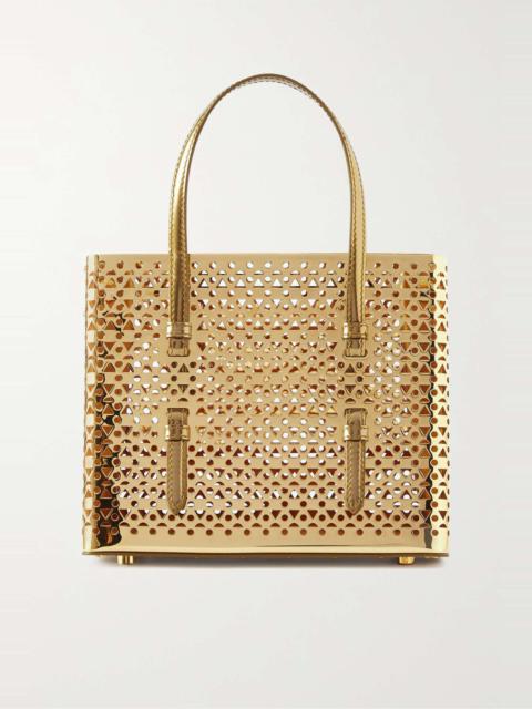 Mina 20 small leather-trimmed laser-cut metal tote