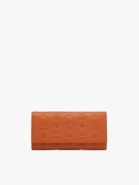 MCM Aren Continental Wallet in Embossed Monogram Leather