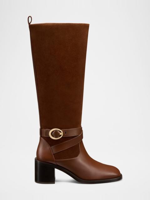 Stuart Weitzman 55mm Benni Mixed Leather Riding Boots