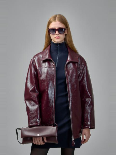 Shiny Bomber Jacket Belted Waist