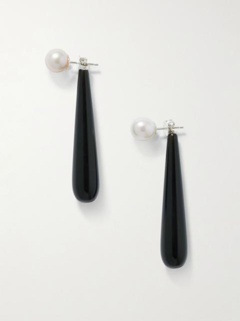 Sophie Buhai Medium Angelyne onyx and pearl earrings Black