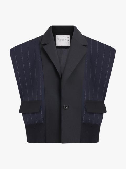 CHALK STRIPE / GLENCHECK KNIT VEST | NAVY