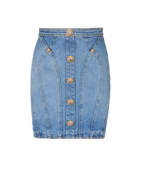 Buttoned denim skirt