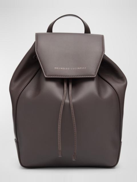 Flap Calfskin Leather Backpack