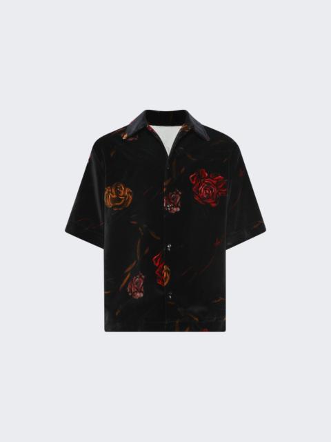 AMIRI Floral Velvet Camp Shirt Black