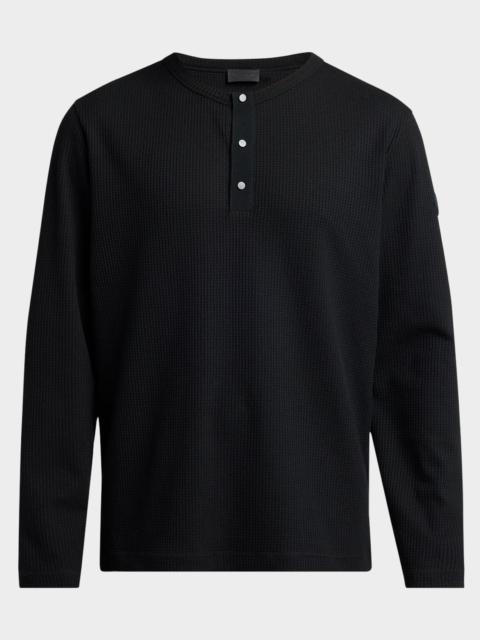 Moncler Men's Waffle Knit Long-Sleeve Henley T-Shirt