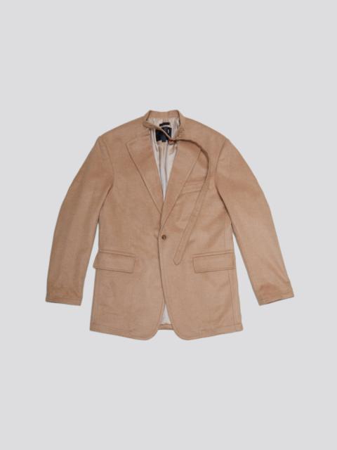 BELT COLLAR RAGGED BLAZER - CAMEL