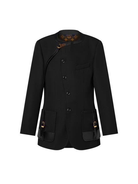 Louis Vuitton Leather Accent Asymmetrical Blazer