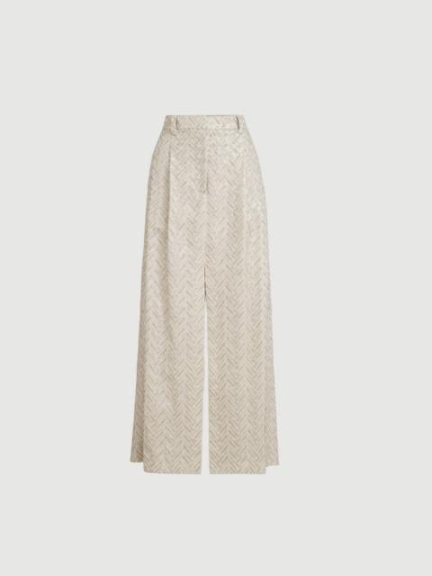 Brunello Cucinelli Dazzling maxi chevron embroidery sartorial skirt in linen