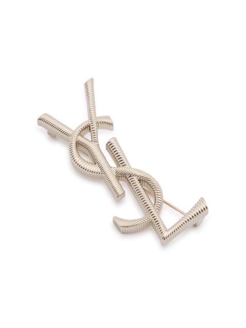 SAINT LAURENT Cassandre Pearl Earrings in Metal Gold And