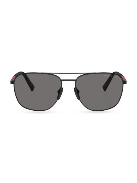Prada Men's PS 54ZS 60MM Oval Sunglasses - Matte Black Grey