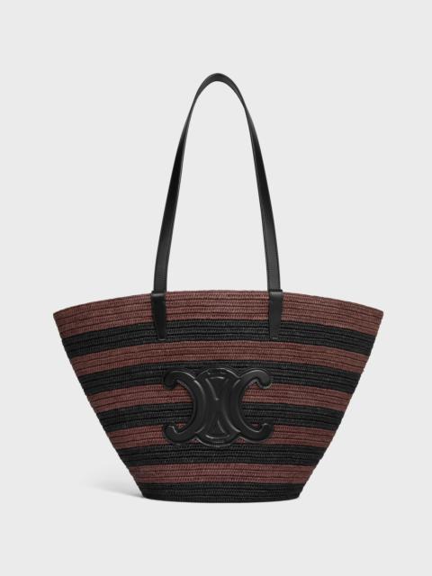 COUFFIN CELINE CLASSIC PANIER IN STRIPED RAFFIA AND CALFSKIN