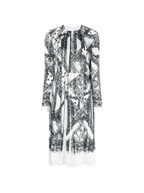 Franca lace-print pleated midi dress