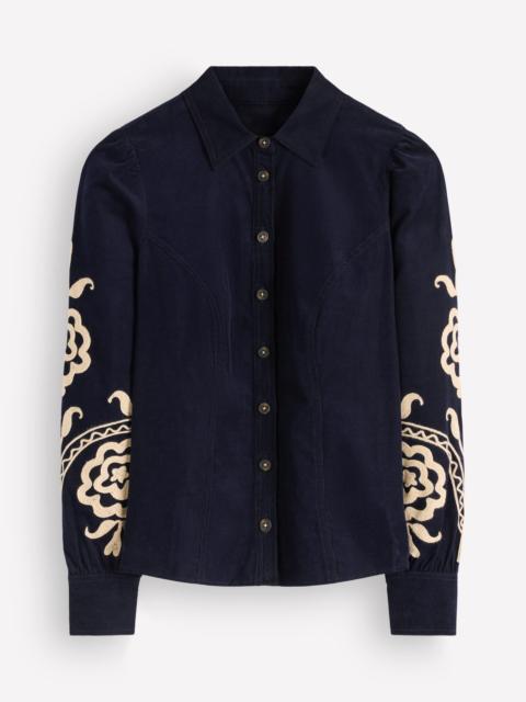 BODEN Sky Cord Shirt-Navy, Embroidered