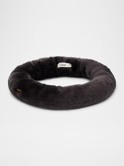 Chloé Shearling Headband W/ Logo Hardware