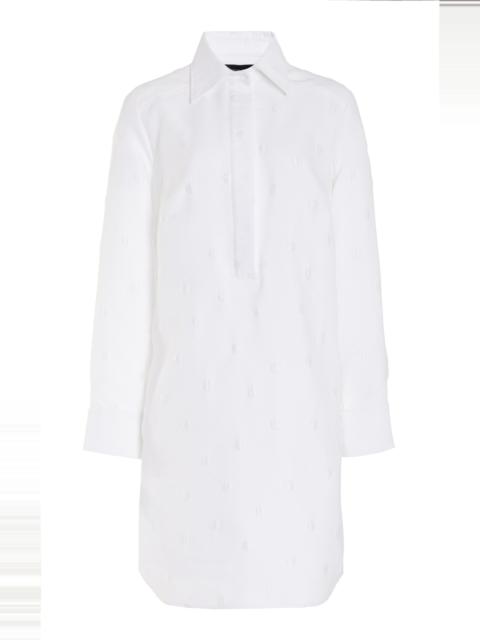 BRANDON MAXWELL The Lola Polka-Dotted Jacquard Tunic Midi Dress white