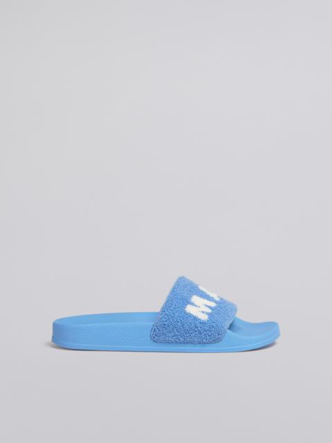 Marni RUBBER SANDAL WITH BLUE AND WHITE TERRY CLOTH UPPER