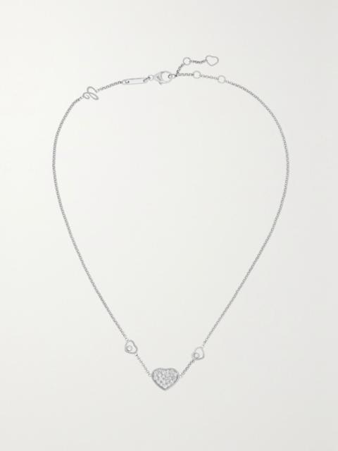 Chopard Happy Hearts 18-karat white gold diamond necklace Silver