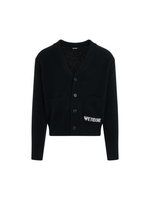 We11done Pocket Logo Knit Cardigan Black