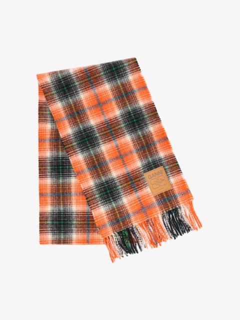 GANNI SCARF IN CHECK WOOL