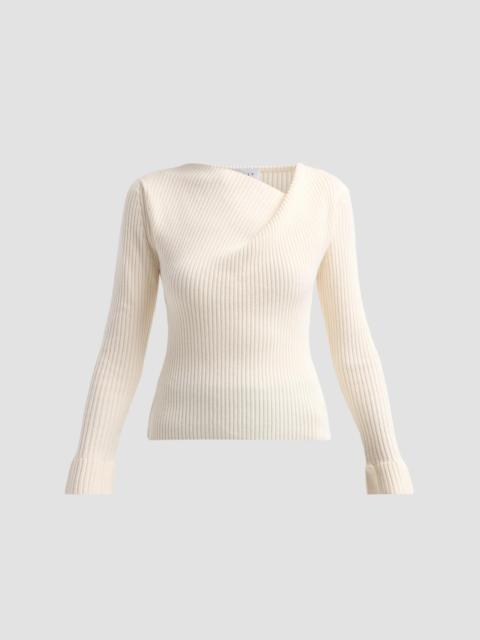 MILLY Women's Greer Asymmetric Ribbed Knit Top - White
