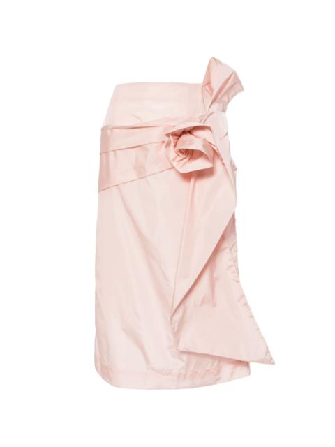 floral-appliquÃ© draped pencil skirt