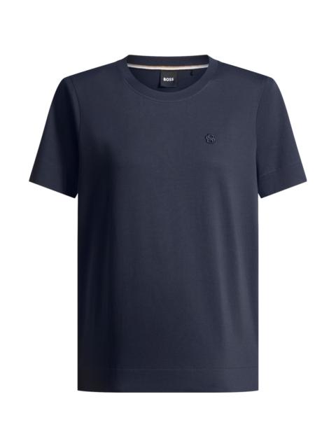 BOSS MERCERIZED-COTTON T-SHIRT WITH DOUBLE B MONOGRAM