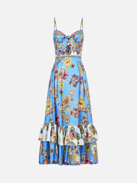 CAMILLA RUFFLE HEM TIE FRONT MIDI DRESS VERSES IN VINTAGE
