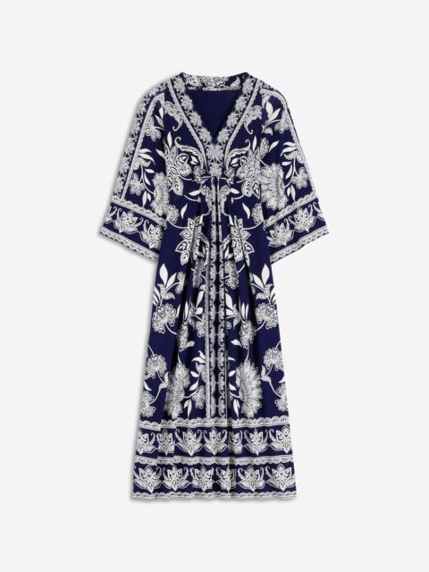 BODEN Nell Kimono Midi Jersey Dress-Navy, Elegant Blossom