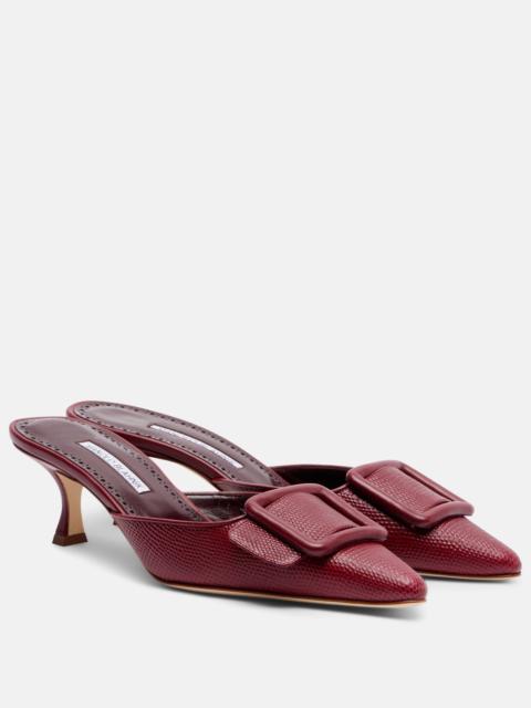 Manolo Blahnik Maysale 50 snake-effect leather mules