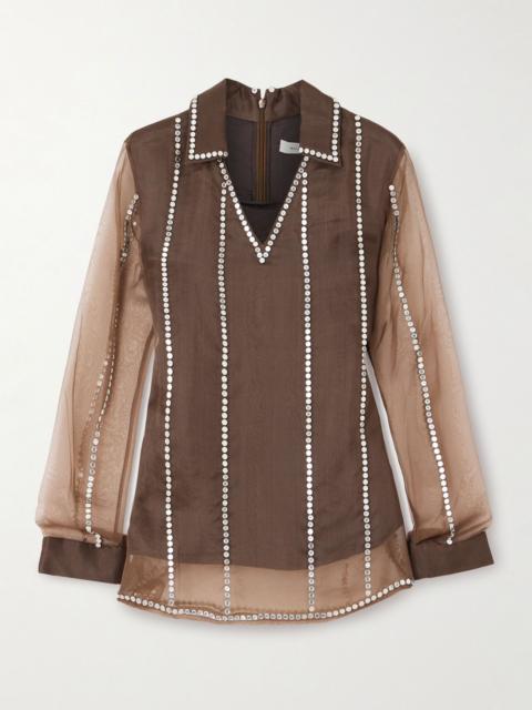 WALES BONNER Presence studded organza blouse Brown