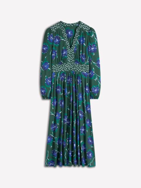 BODEN Lily Long Sleeve Midi Dress-Emerald, Delicate Carnation