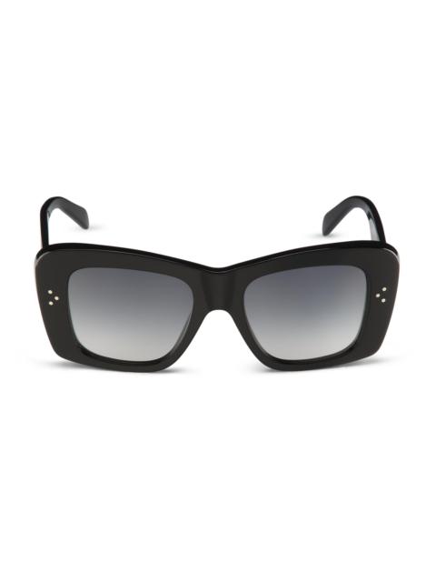 CELINE Women's 3 Dots 54MM Geometric Sunglasses - Shiny Black Smoke