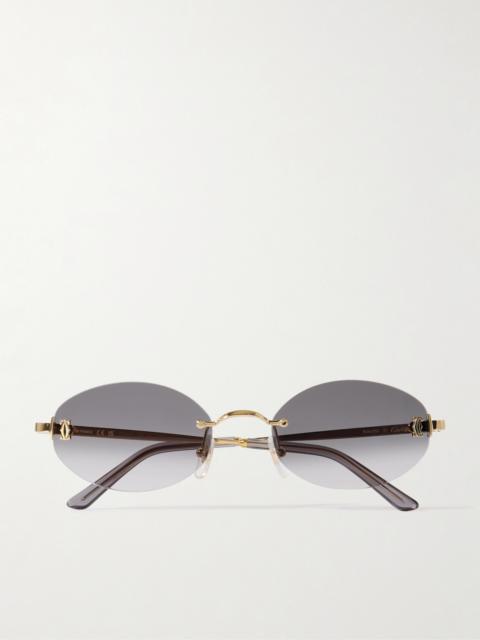 Cartier Double C Rimless Oval-frame Gold-tone Sunglasses